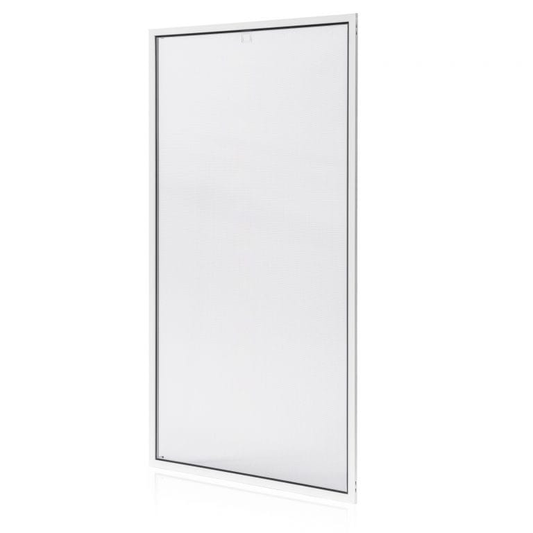 Fliegengitter Fenster - mit Rahmen: rechteckiges, weißes Fliegengitter mit feinem Netz – schützt effektiv vor Insekten.